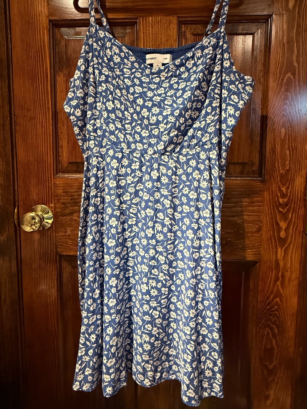 Old Navy Blue White Floral Spaghetti-Strap Mini Dress